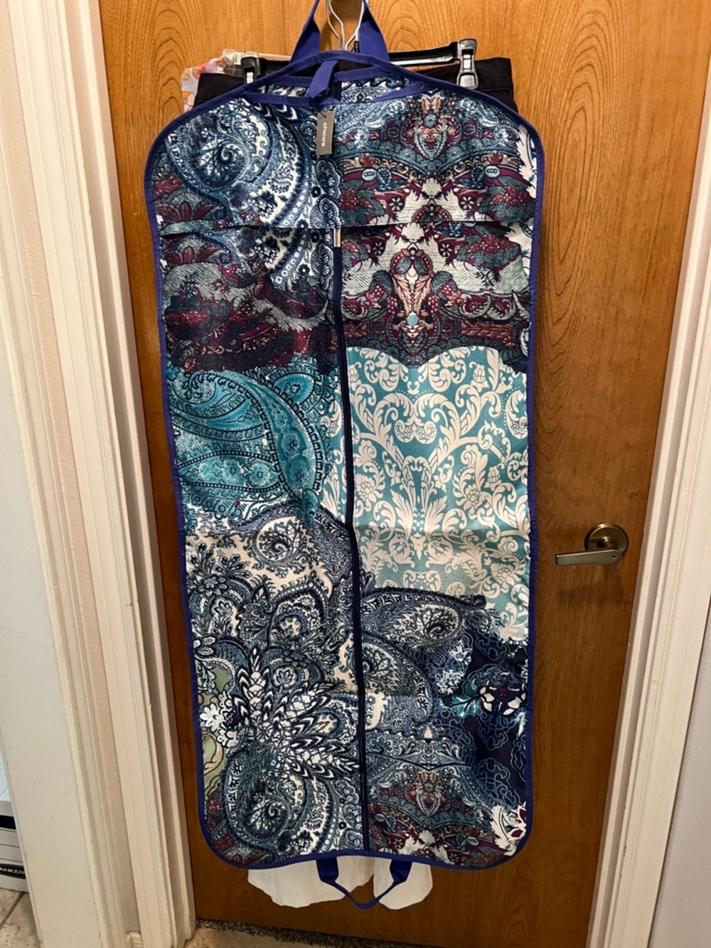 Chico's Blue Teal Paisley Pattern Garment Bag